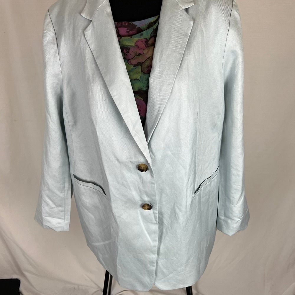 NWT H&M Linen blend light bluish/green blazer/jacket XL
